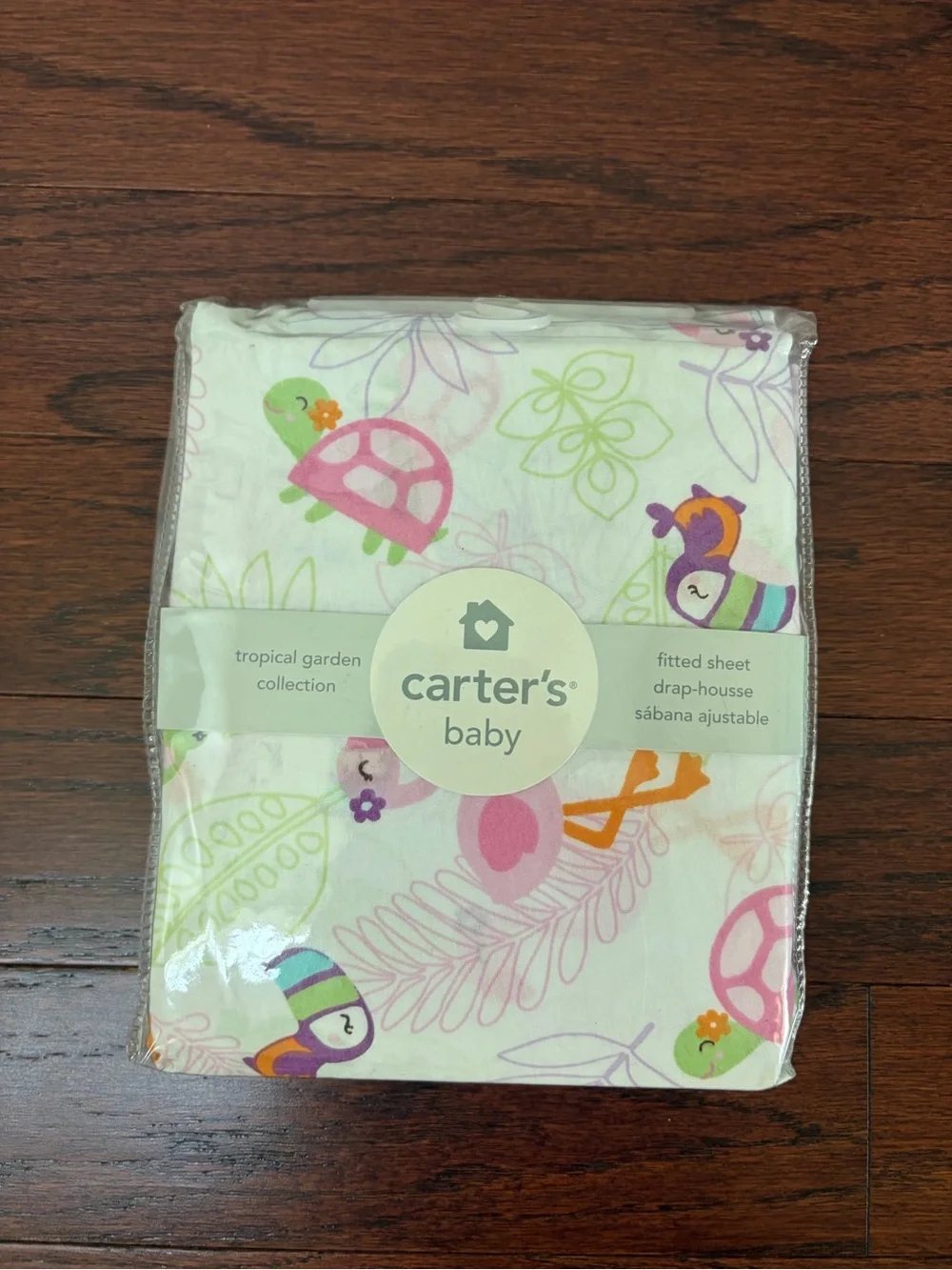 NIP New Carter’s baby tropical garden Crib Fitted Sheet Packaging